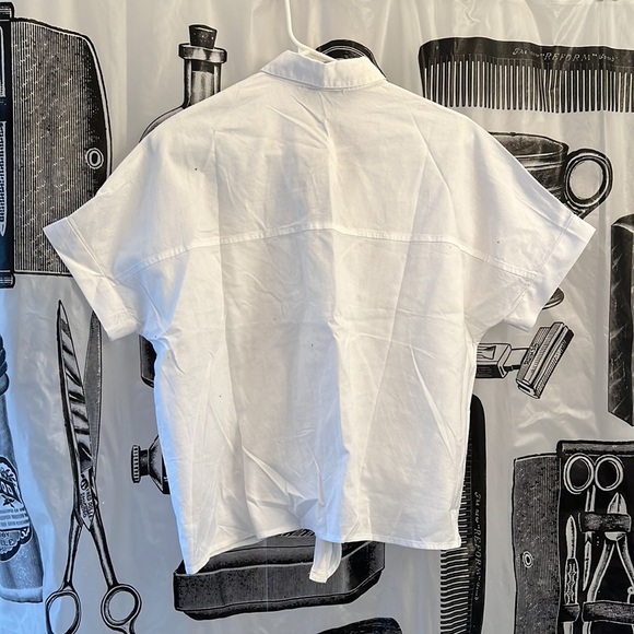 Madewell White Button-down Tie Collared T-Shirt - Picture 2 of 3